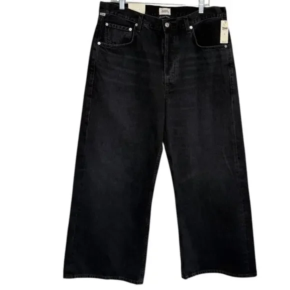 Anthropologie Citizens of Humanity Gaucho Jean Womens 33 Black Wide Leg Crop NWT - Picture 2 of 12